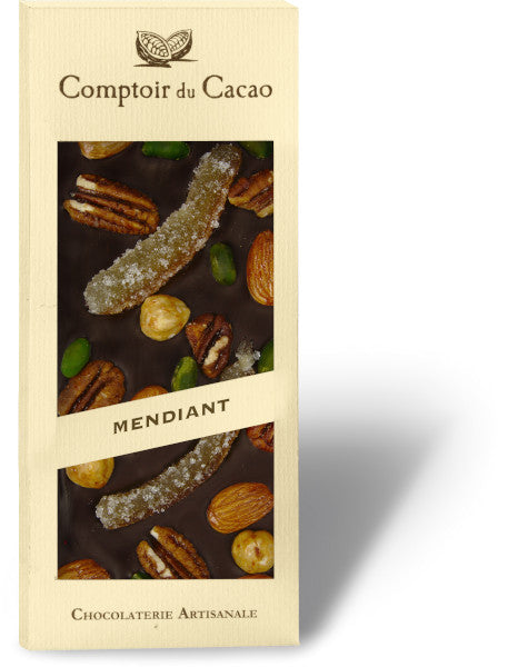 Tablette Gourmande Noir Mendiant 100g - Comptoir du Cacao