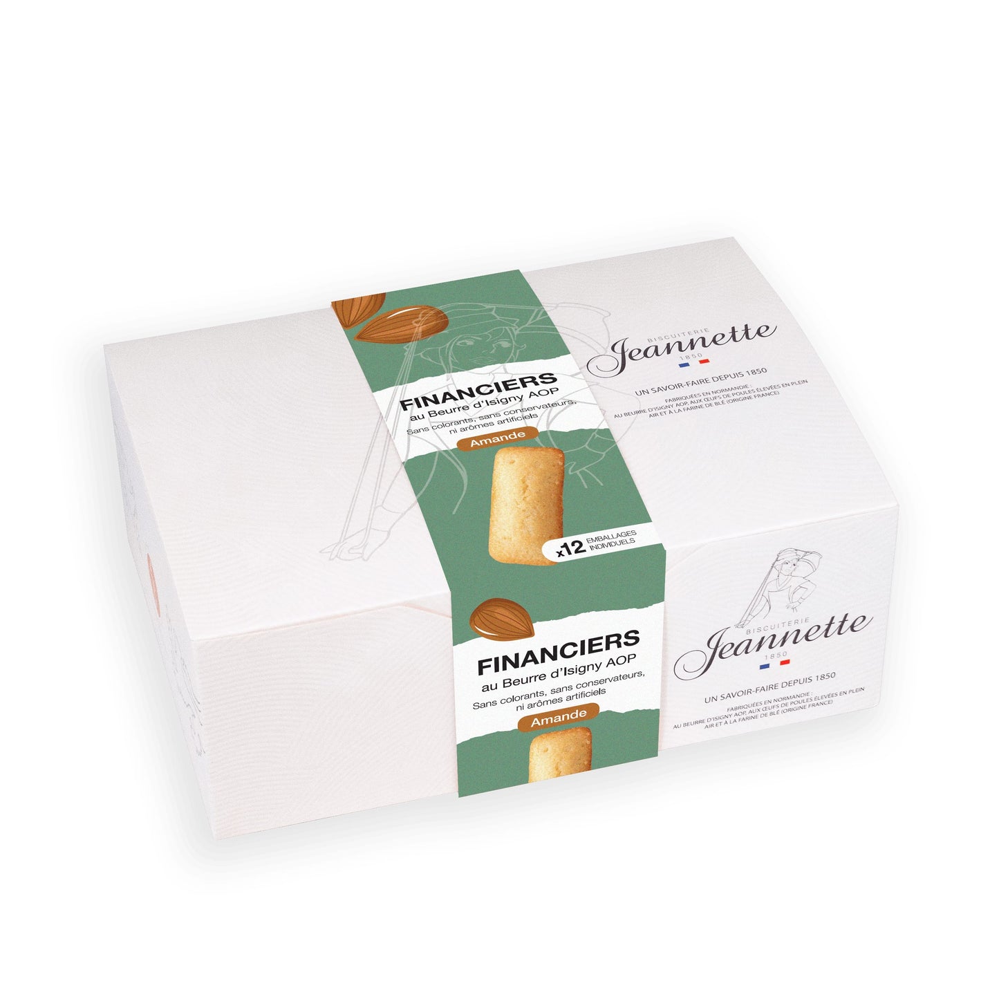Amande - Boîte de 12 Financiers - Biscuiterie Jeannette